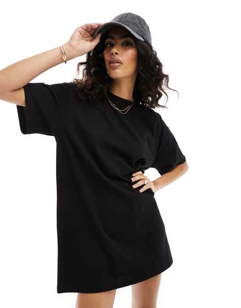 ASOS DESIGN – Czarna sukienka T-shirtowa mini oversize - view 1