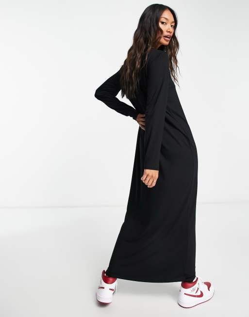 ASOS DESIGN – Czarna szmizjerka maxi na długi rękaw, 3 z 4