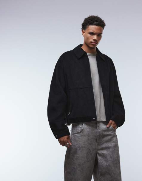 ASOS DESIGN – Czarna sztruksowa kurtka harrington - view 1