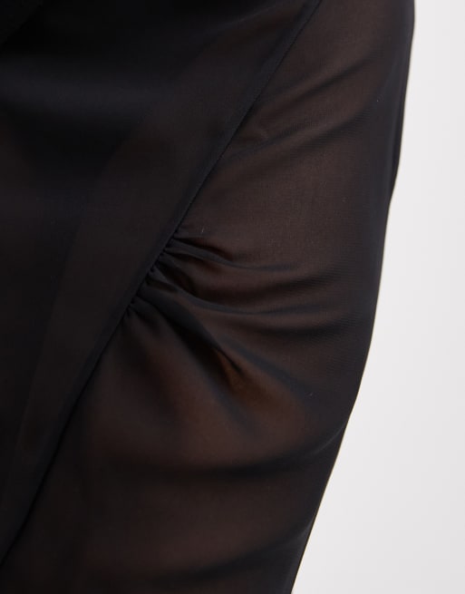ASOS DESIGN – Czarna szyfonowa spódnica maxi z trenem, 3 z 5