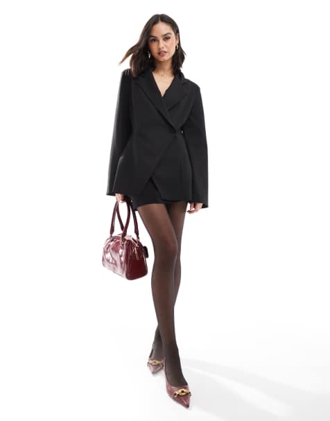 ASOS DESIGN – Czarna taliowana marynarka z kopertowym przodem - view 1