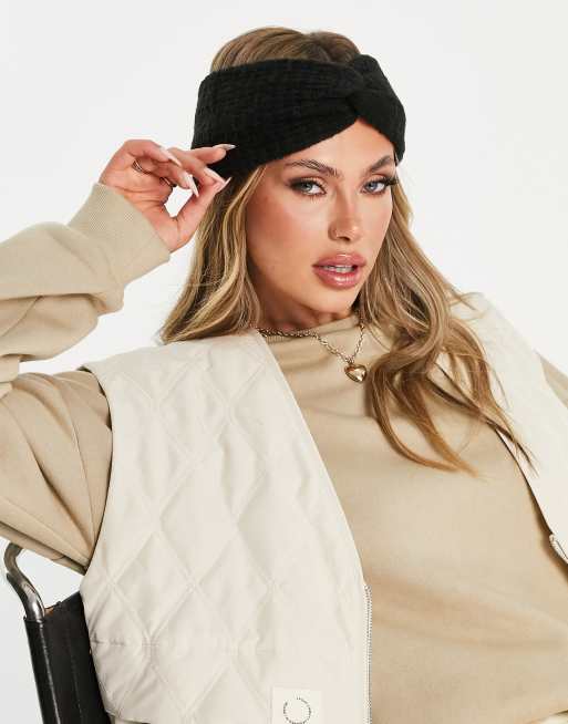 ASOS DESIGN – Czarna teksturowana opaska na głowę z dzianiny 