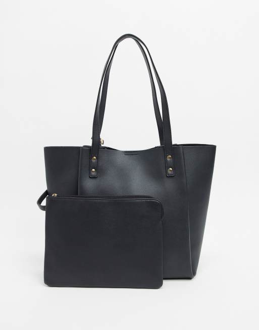 ASOS DESIGN – Czarna torba typu shopper z wyjmowanym etui na tablet