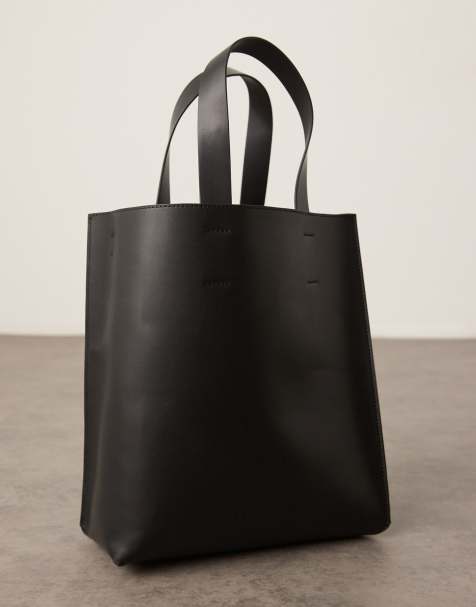 ASOS DESIGN – Czarna torba typu tote z imitacji skóry, z paskiem crossbody - view 1