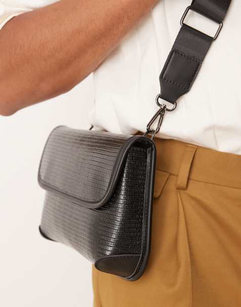 ASOS DESIGN – Czarna torebka crossbody z imitacji skóry jaszczurki - view 1