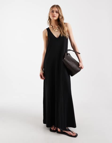 ASOS DESIGN – Czarna trapezowa sukienka maxi - view 1