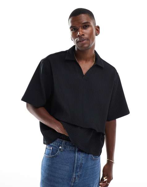 ASOS DESIGN – Czarna zakładana przez głowę koszula plisowana oversize o pudełkowym kroju - view 1