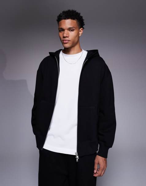 ASOS DESIGN – Czarna zapinana na zamek gruba bluza z kapturem premium oversize o gramaturze 400 g/m² - view 1