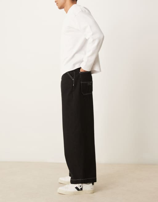 ASOS DESIGN – Czarne balonowe jeansy baggy z kontrastowym szwem, 2 z 5