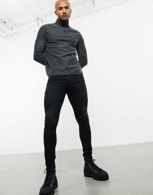 ASOS DESIGN – Czarne, bardzo elastyczne jeansy z efektem sprania