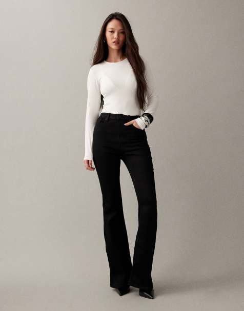 ASOS DESIGN power stretch sculpt flare jeans in black