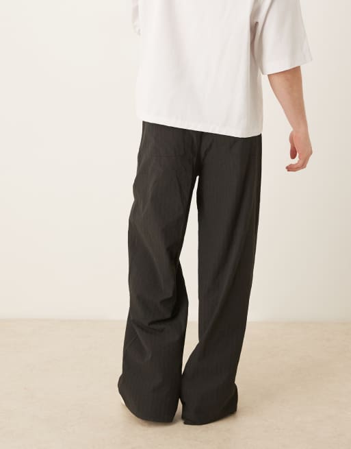 ASOS DESIGN – Czarne bardzo luźne spodnie z kory, 3 z 5