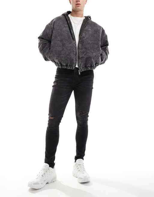 ASOS DESIGN – Czarne bardzo obcisłe jeansy ze stretchem z efektem sprania, 3 z 5
