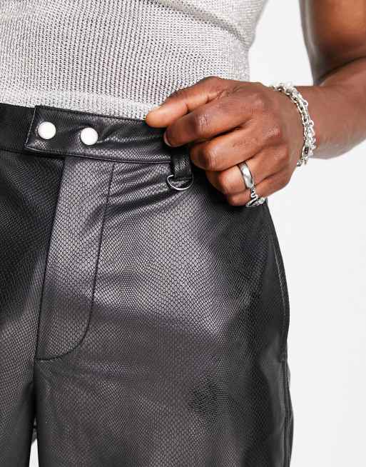 ASOS DESIGN – Czarne bardzo szerokie spodnie z imitacji skóry , 3 z 4
