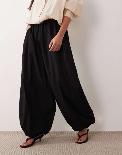 ASOS DESIGN – Czarne bawełniane spodnie z balonowymi nogawkami, 5 z 5