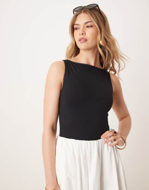 ASOS DESIGN – Czarne bezszwowe body z dekoltem w łódkę - view 1