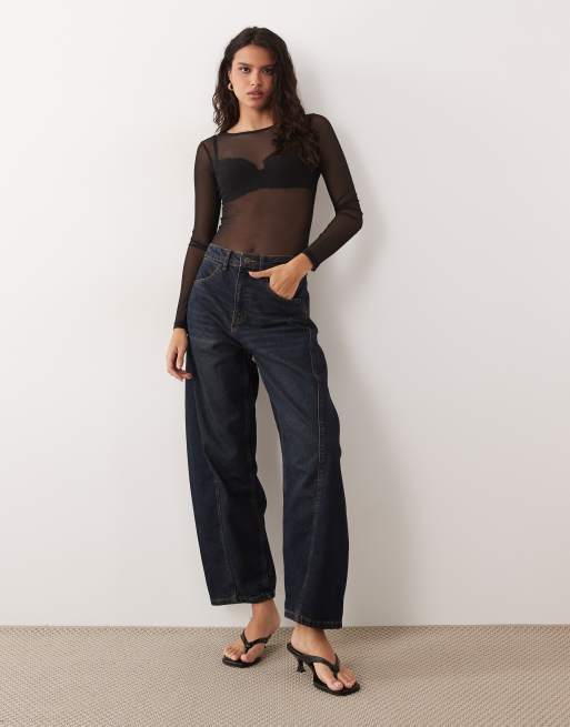 ASOS DESIGN – Czarne body z długimi rękawami z siateczki , 2 z 4