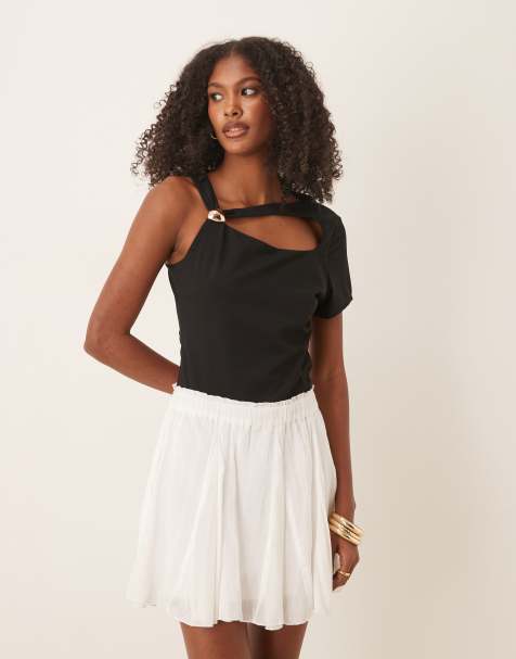 ASOS DESIGN clean hardware detail cut out bodysuit in black