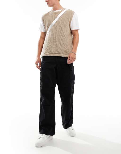 ASOS DESIGN – Czarne bojówki baggy z zakładkami na kolanach, 5 z 5