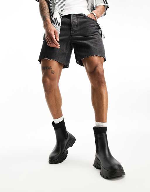 ASOS DESIGN – Czarne botki kozaki z ozdobna taśmą