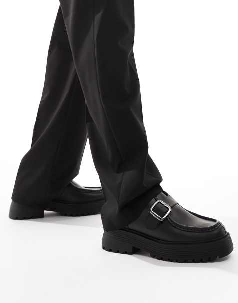 ASOS DESIGN – Czarne buty monki z klamrami na grubej podeszwie - view 1
