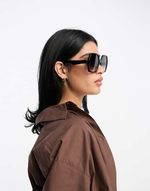 ASOS DESIGN – Czarne błyszczące okulary przeciwsłoneczne oversize w stylu lat 70., 4 z 4