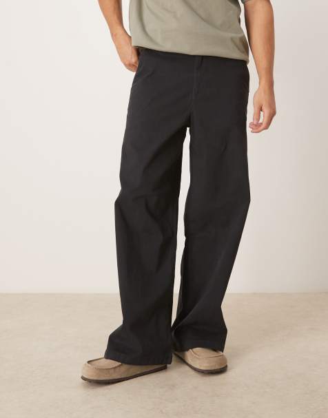 ASOS DESIGN loose chinos in black