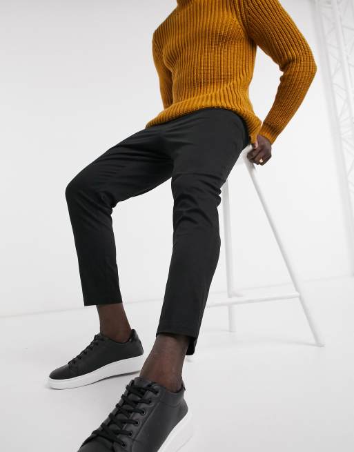 ASOS DESIGN – Czarne chinosy z wysokim stanem i zwężanymi nogawkami