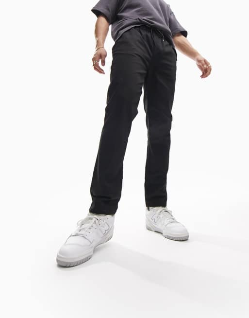 ASOS DESIGN - Czarne dopasowane chinosy z elastyczną talią