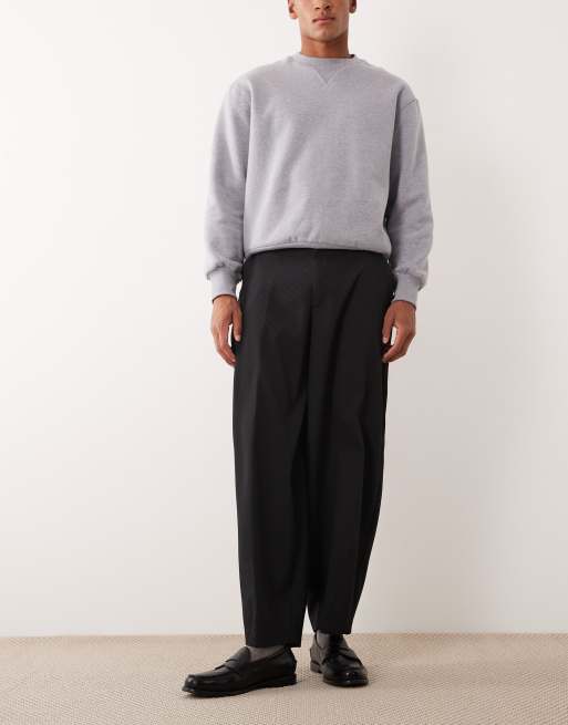 ASOS DESIGN – Czarne dopasowane prążkowane spodnie o baryłkowym kroju, 2 z 5