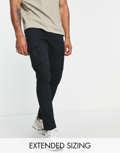 ASOS DESIGN – Czarne dopasowane spodnie bojówki