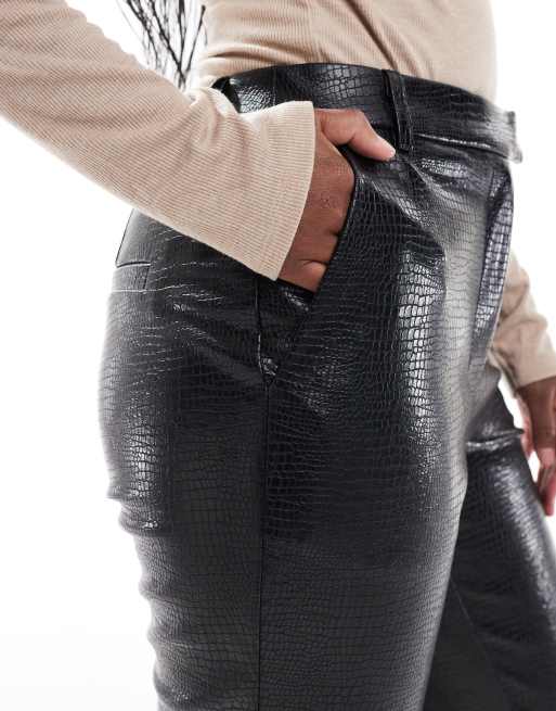 ASOS DESIGN – Czarne dopasowane spodnie do kostek z imitacji skóry krokodyla , 4 z 5