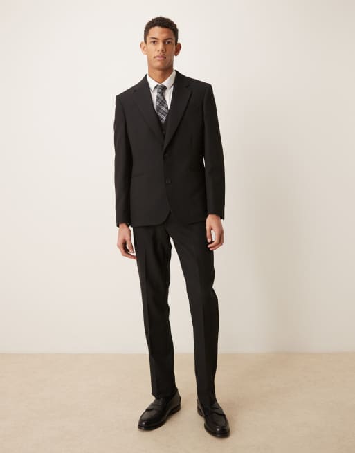 ASOS DESIGN – Czarny dopasowany garnitur z domieszką wełny, 3 z 3