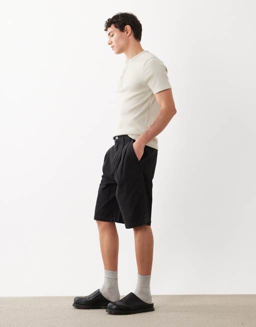 ASOS DESIGN – Czarne długie szorty chinosy z zakładkami, 3 z 5