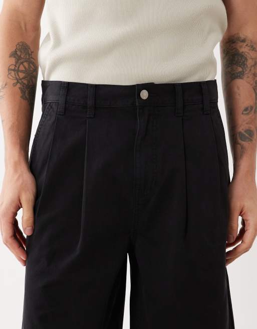 ASOS DESIGN – Czarne długie szorty chinosy z zakładkami, 4 z 5