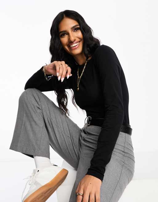 ASOS DESIGN – Czarne dwuwarstwowe body o obcisłym kroju z długimi rękawami