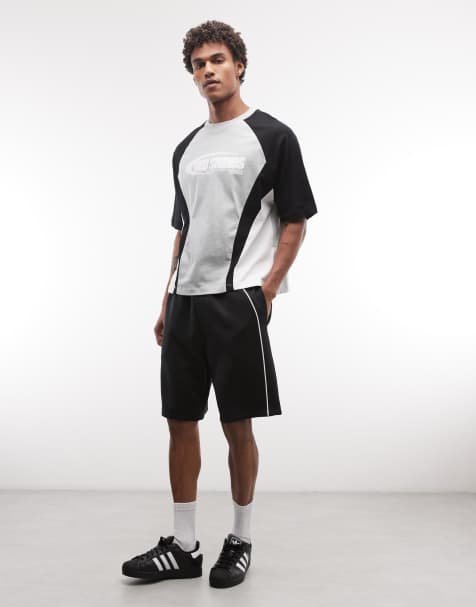 ASOS DESIGN – Czarne dżersejowe szorty oversize z materiału w stylu scuba z wypustkami - view 1