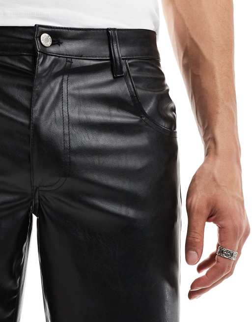 ASOS DESIGN – Czarne dzwony z imitacji skóry ze sprzączkami na dole, 5 z 5