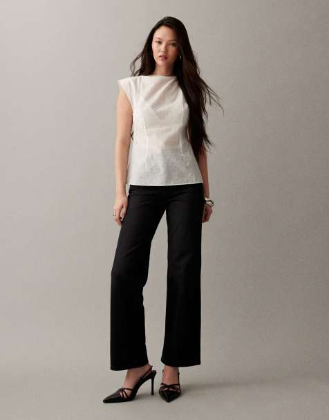 ASOS DESIGN comfort stretch straight leg jean in black
