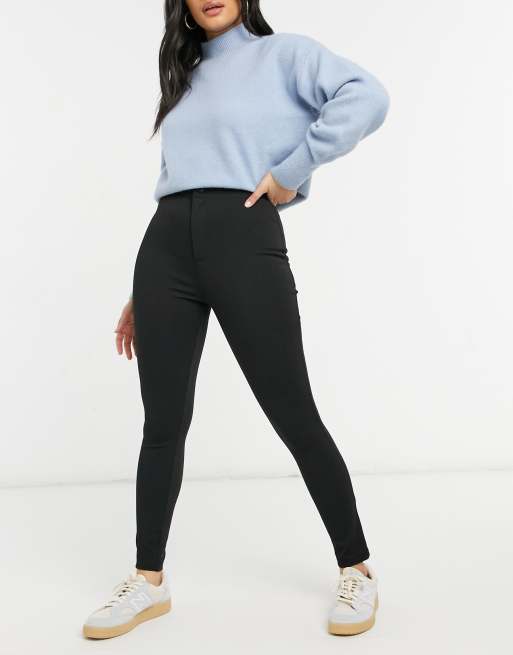 ASOS DESIGN – Czarne elastyczne spodnie z podwyższonym stanem