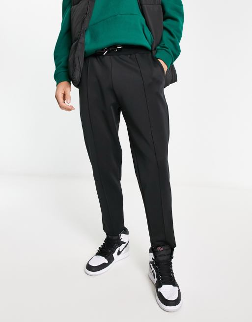 ASOS DESIGN – Czarne eleganckie joggersy ze zwężanymi nogawkami z materiału typu nurek
