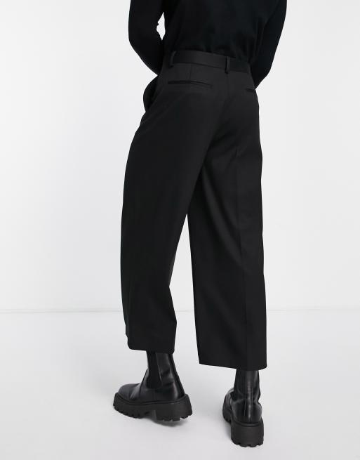 ASOS DESIGN – Czarne, eleganckie kuloty o szerokim kroju, 4 z 4