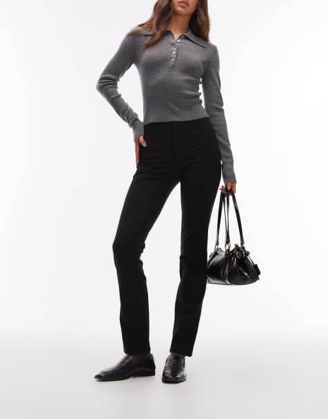 ASOS DESIGN – Czarne eleganckie legginsy premium z materiału ponte o obcisłym kroju z zamkiem u dołu - view 1