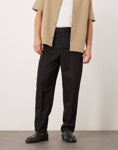 ASOS DESIGN smart relaxed tapered fit trousers in black