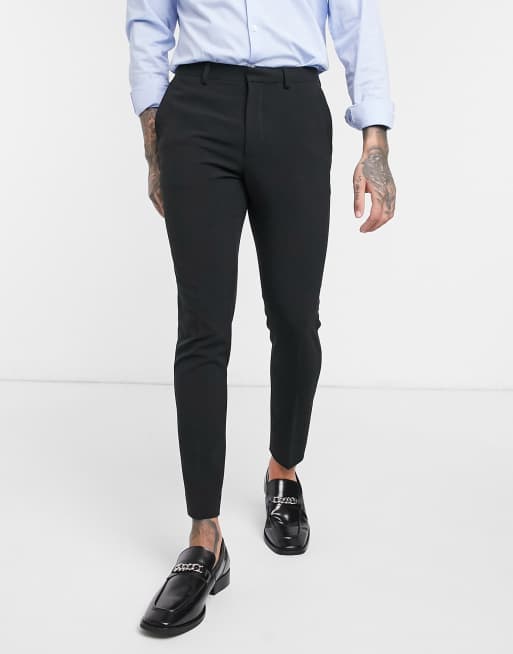 ASOS DESIGN – Czarne eleganckie spodnie o krótkim fasonie i bardzo obcisłym kroju