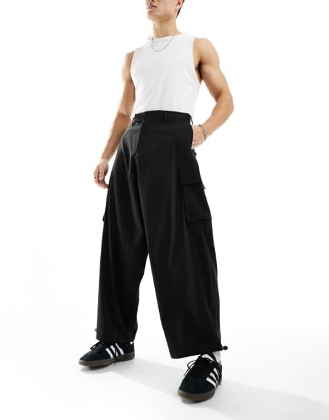 ASOS DESIGN – Czarne eleganckie spodnie oversize parachute - view 1