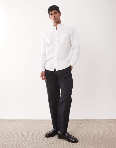 ASOS DESIGN – Czarne eleganckie spodnie oversize ze zwężanymi nogawkami z dużą zawartością lnu - view 1