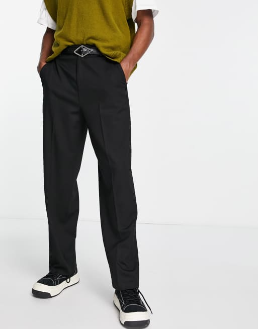 ASOS DESIGN – Czarne eleganckie spodnie z szerokimi nogawkami