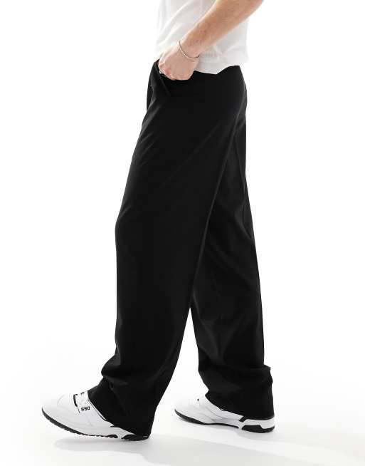 ASOS DESIGN – Czarne eleganckie spodnie z szerokimi nogawkami, 4 z 5