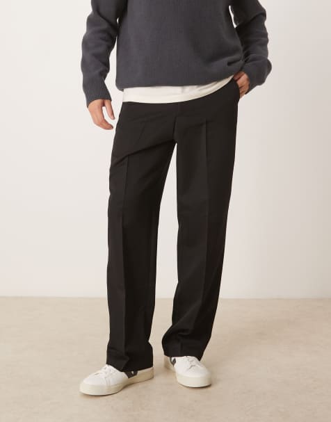 ASOS DESIGN smart wide leg trousers in black